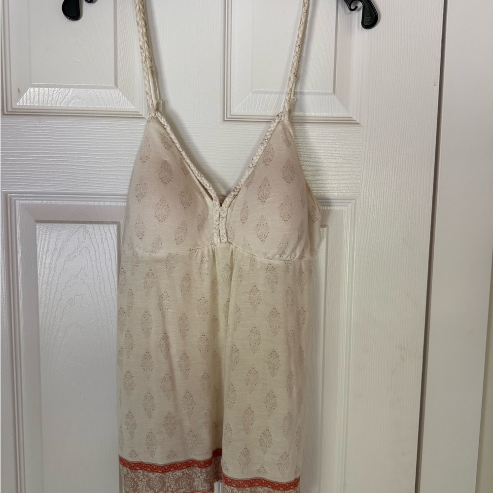 American Rag Cream and Orange Tank Top with V-Neck